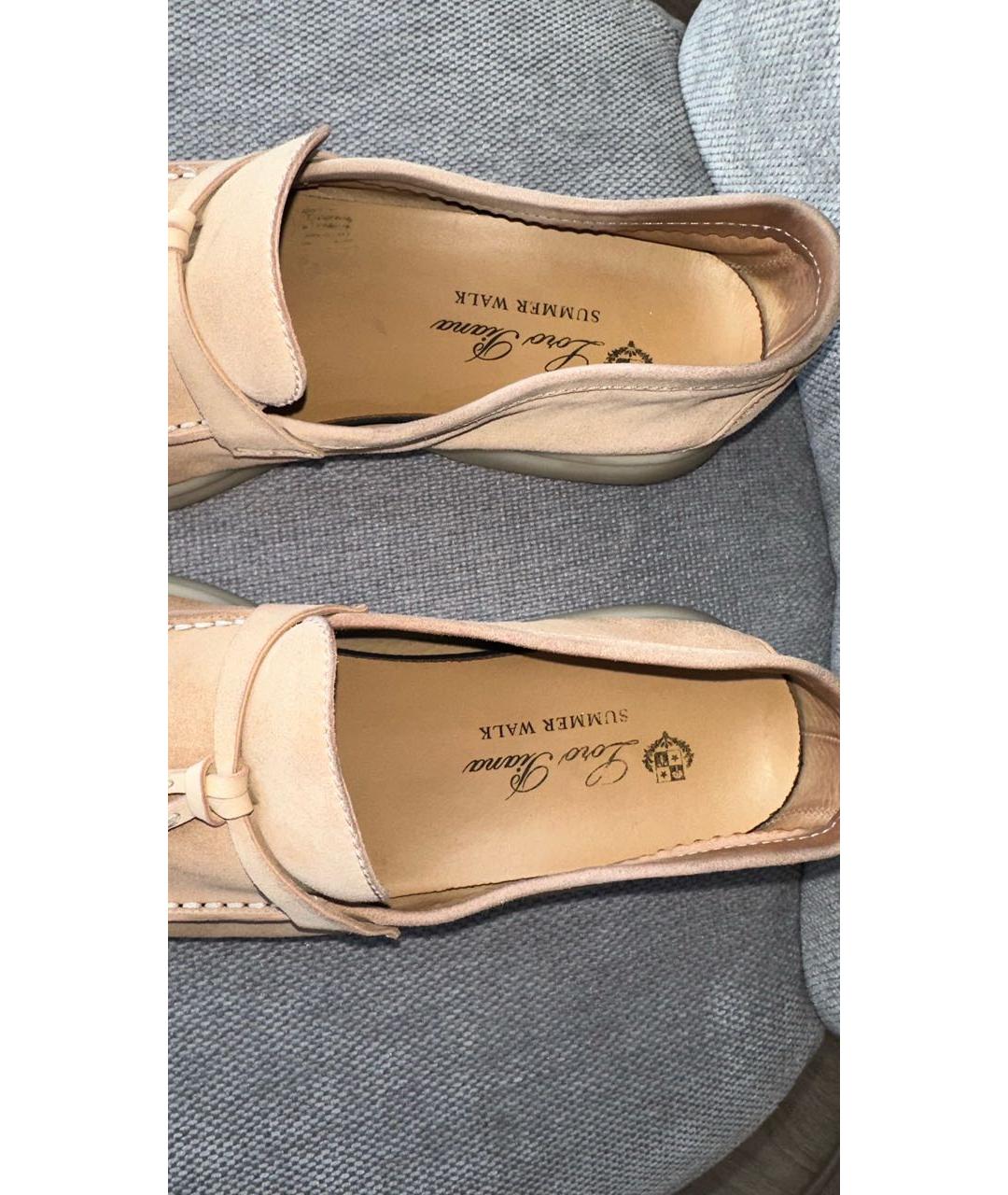 LORO PIANA Бежевые замшевые лоферы, фото 6