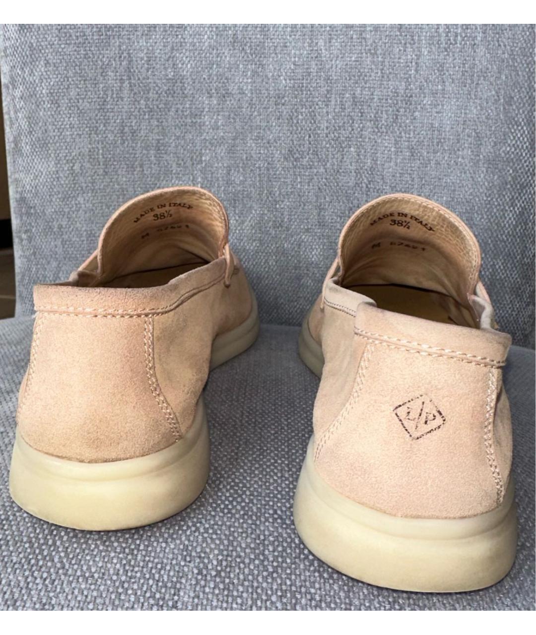LORO PIANA Бежевые замшевые лоферы, фото 4
