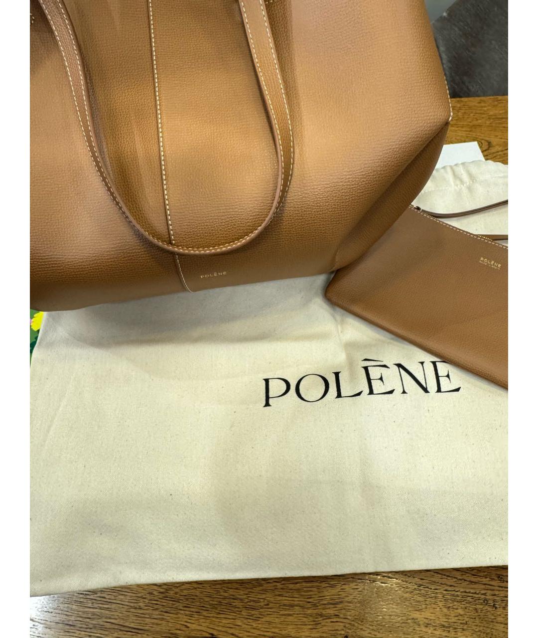 POLENE Коричневая кожаная сумка тоут, фото 2