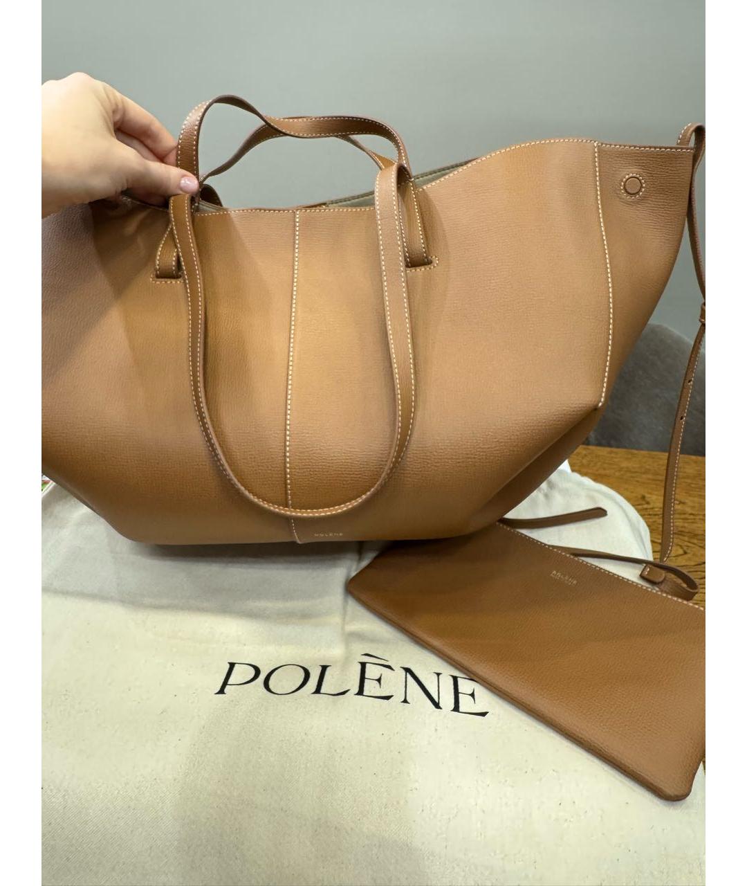 POLENE Коричневая кожаная сумка тоут, фото 5