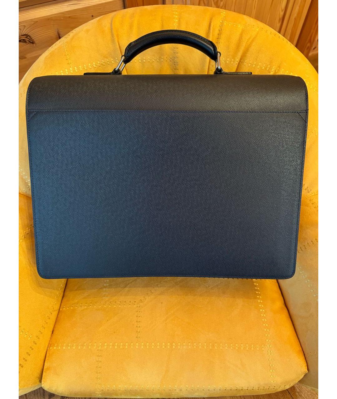 LOUIS VUITTON Черный кожаный портфель, фото 2