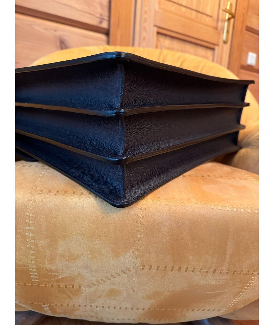 LOUIS VUITTON Черный кожаный портфель, фото 3