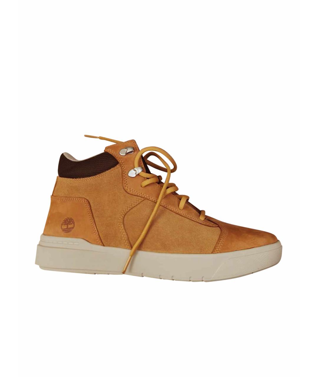 TIMBERLAND Желтые кожаные высокие кроссовки / кеды, фото 1