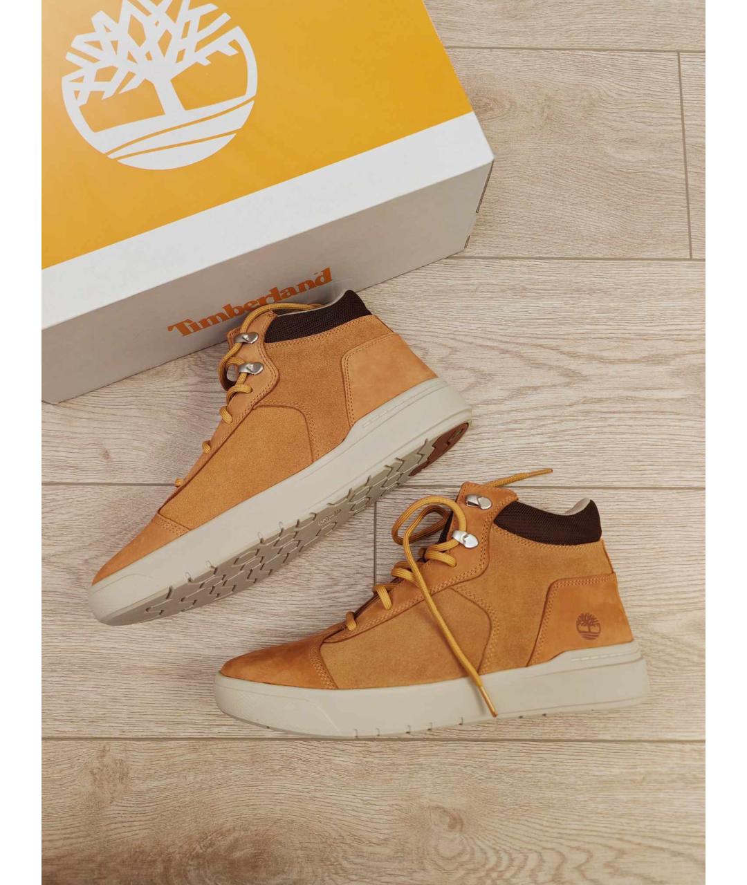 TIMBERLAND Желтые кожаные высокие кроссовки / кеды, фото 4