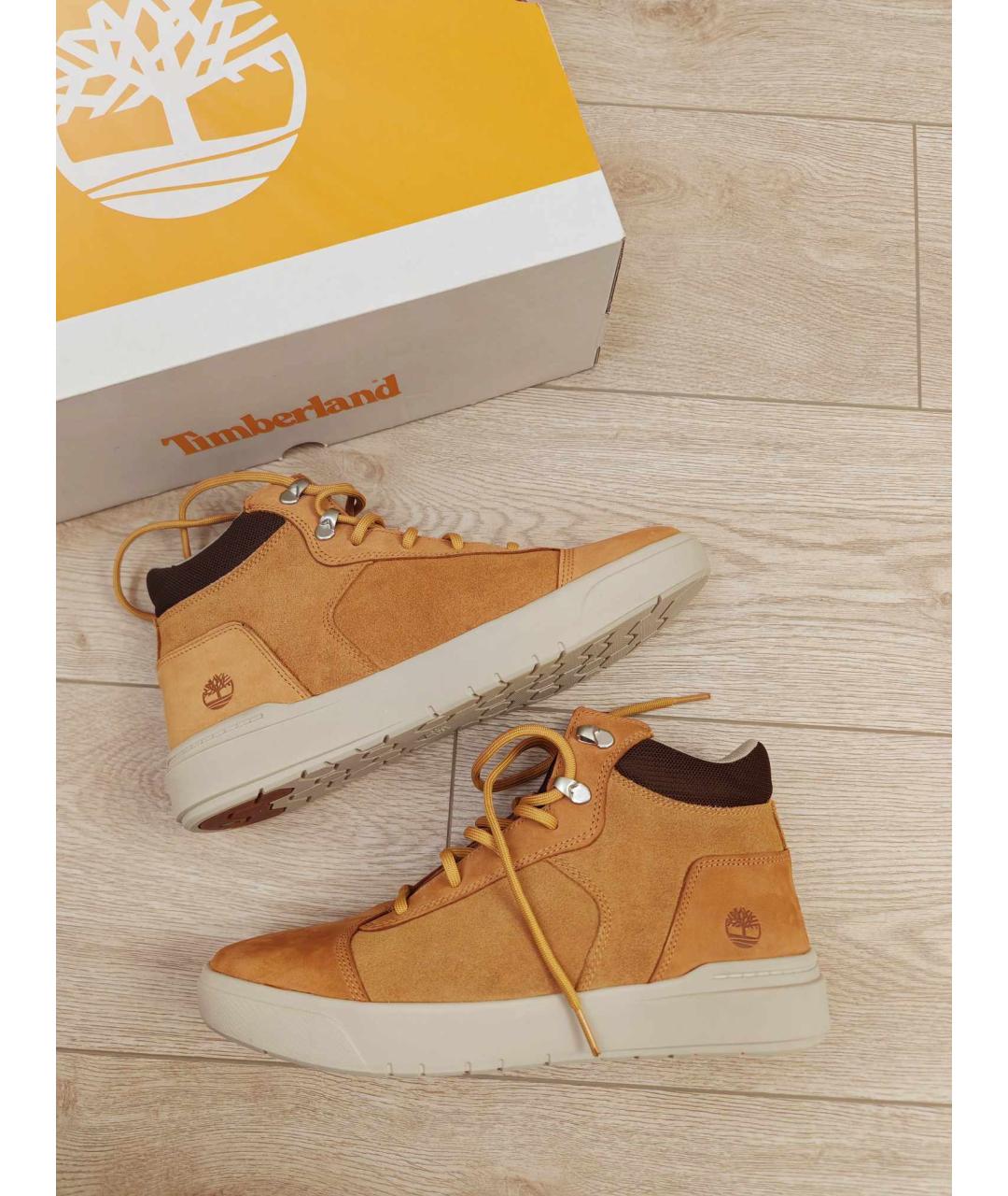 TIMBERLAND Желтые кожаные высокие кроссовки / кеды, фото 3