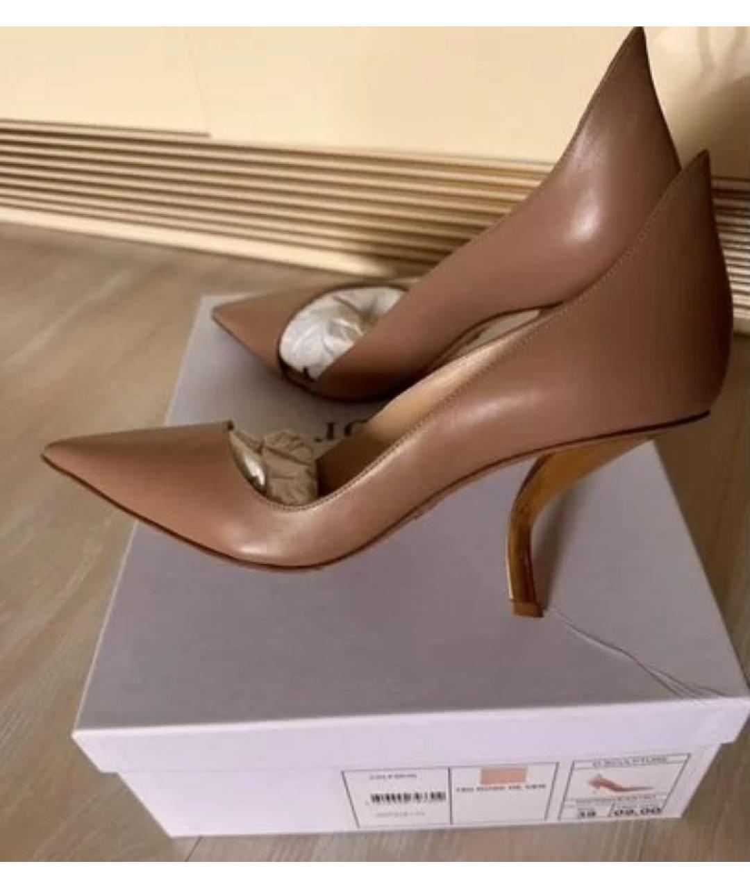 CHRISTIAN DIOR Бежевые кожаные туфли, фото 7