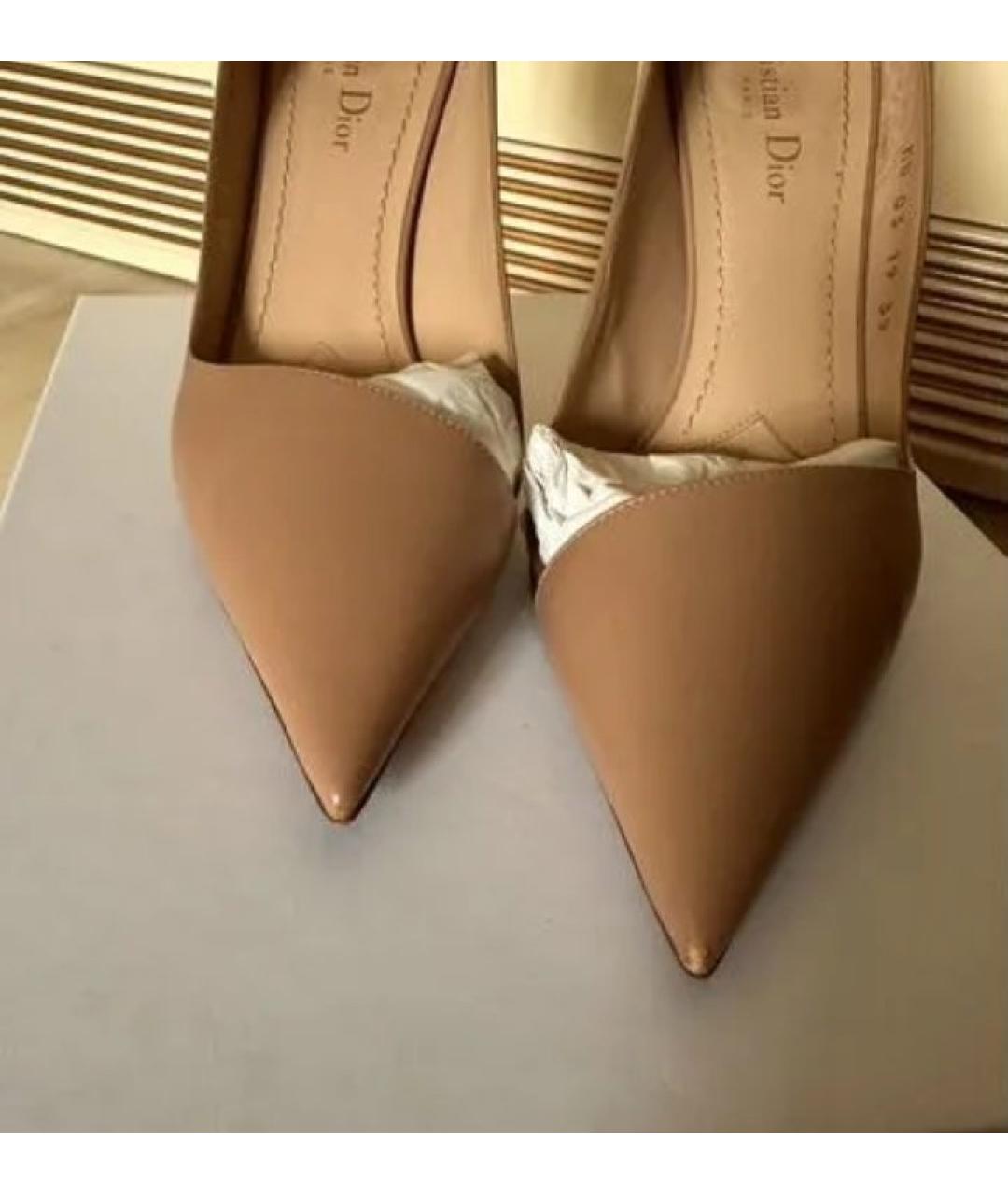 CHRISTIAN DIOR Бежевые кожаные туфли, фото 6