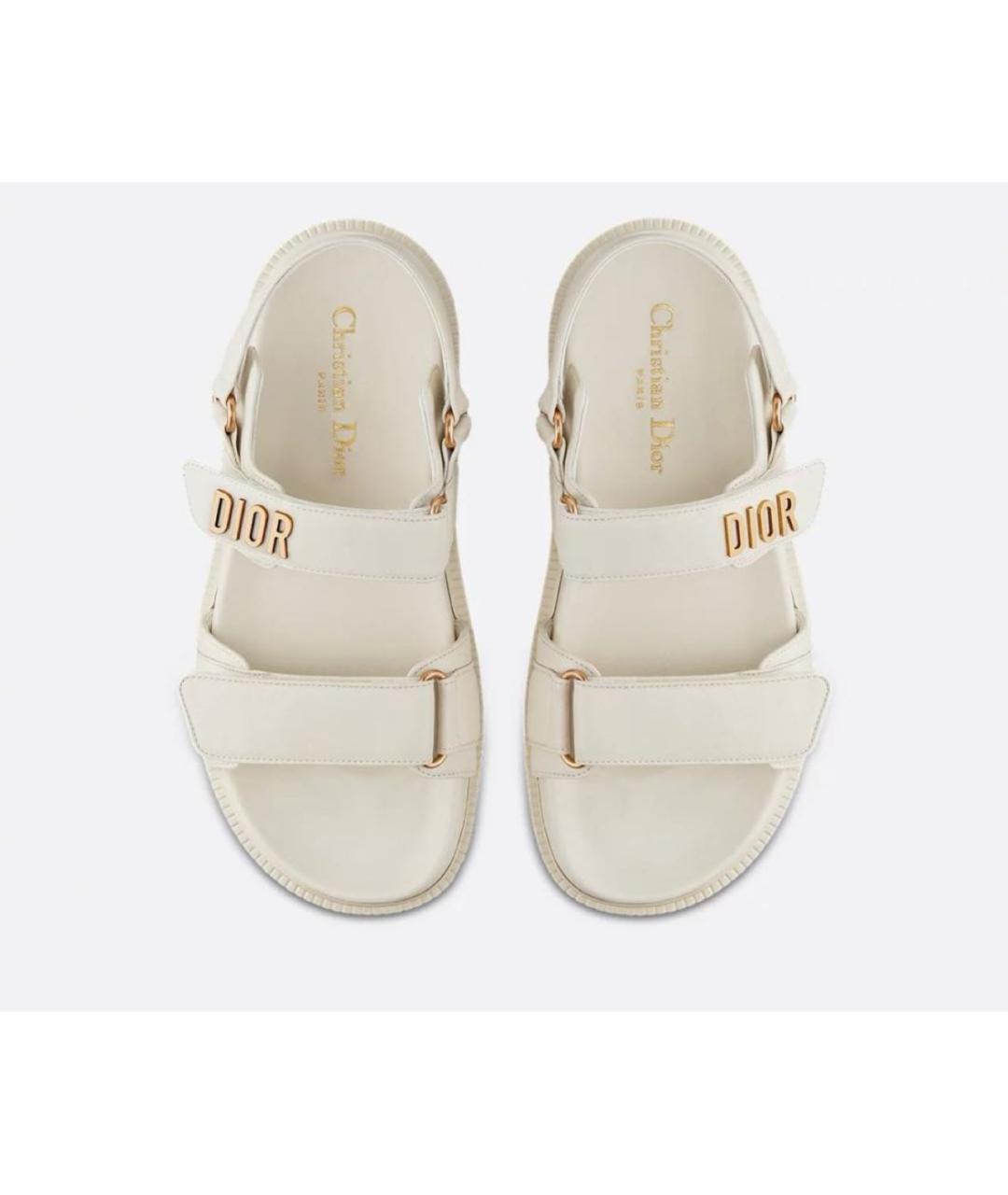 CHRISTIAN DIOR Бежевые кожаные сандалии, фото 4
