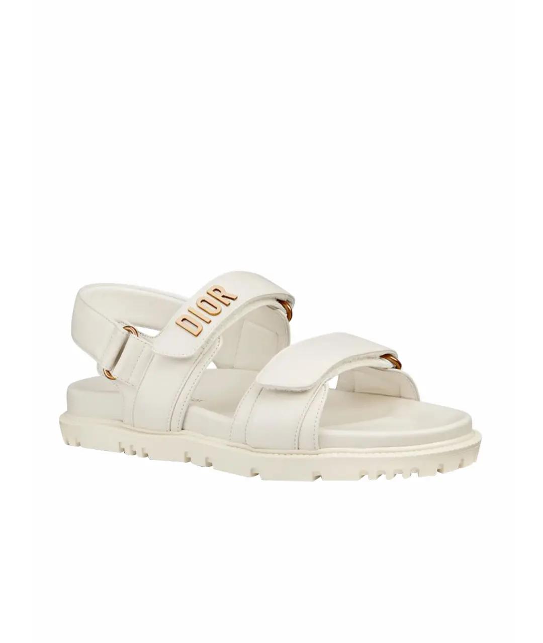 CHRISTIAN DIOR Бежевые кожаные сандалии, фото 1