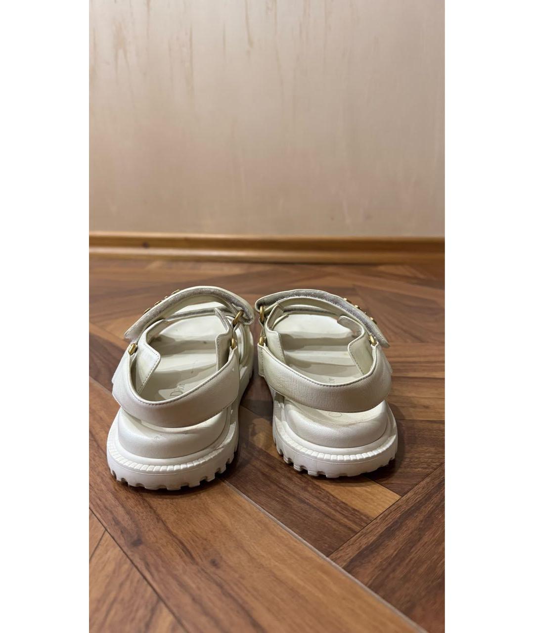 CHRISTIAN DIOR Бежевые кожаные сандалии, фото 5