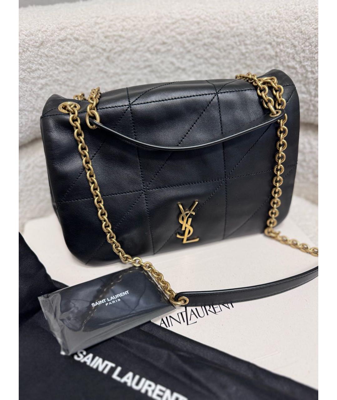 SAINT LAURENT Черная кожаная сумка через плечо, фото 3
