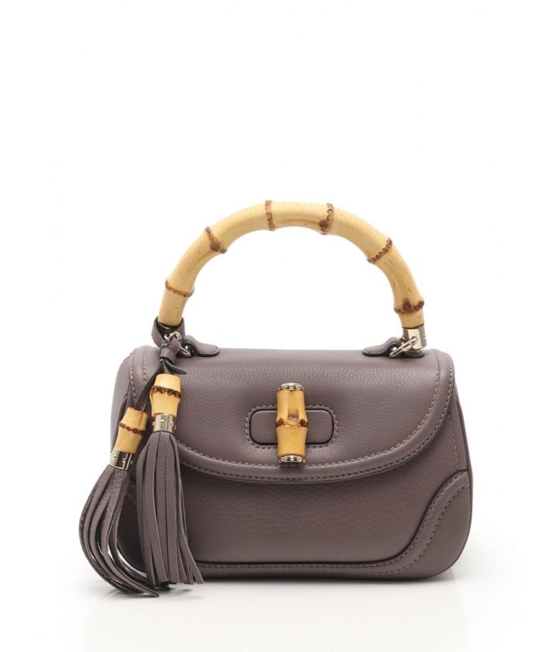 GUCCI Серая кожаная сумка с короткими ручками, фото 1