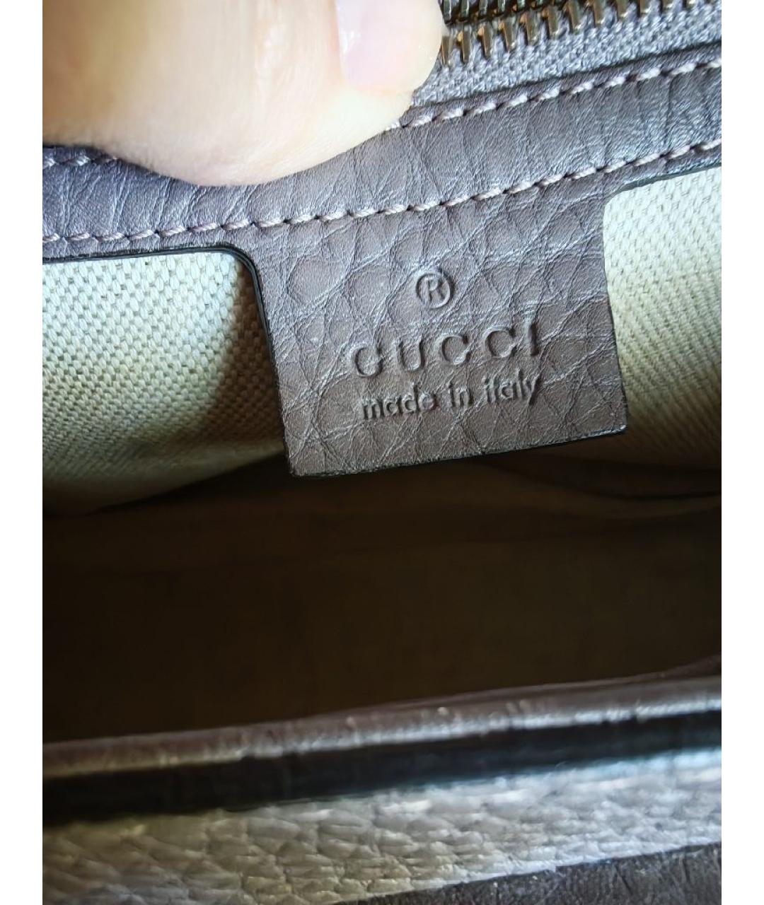 GUCCI Серая кожаная сумка с короткими ручками, фото 9