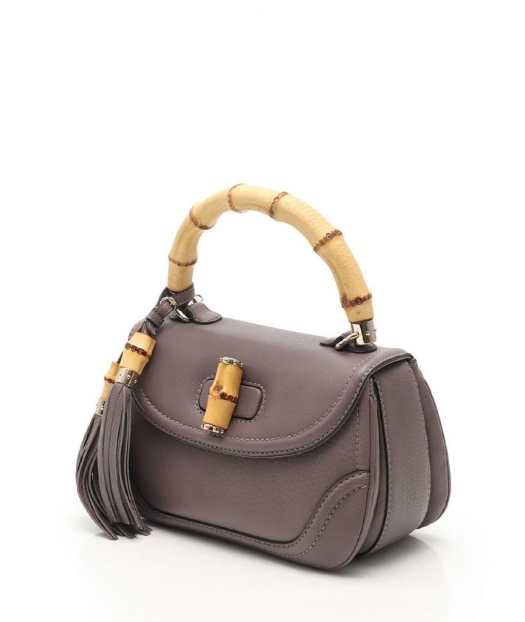 GUCCI Серая кожаная сумка с короткими ручками, фото 2