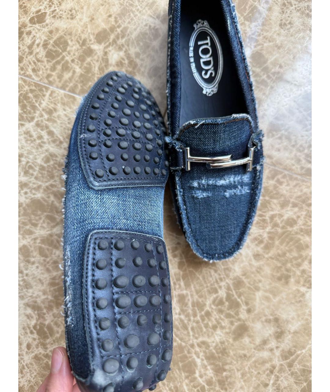 TOD'S Синие текстильные мокасины, фото 3