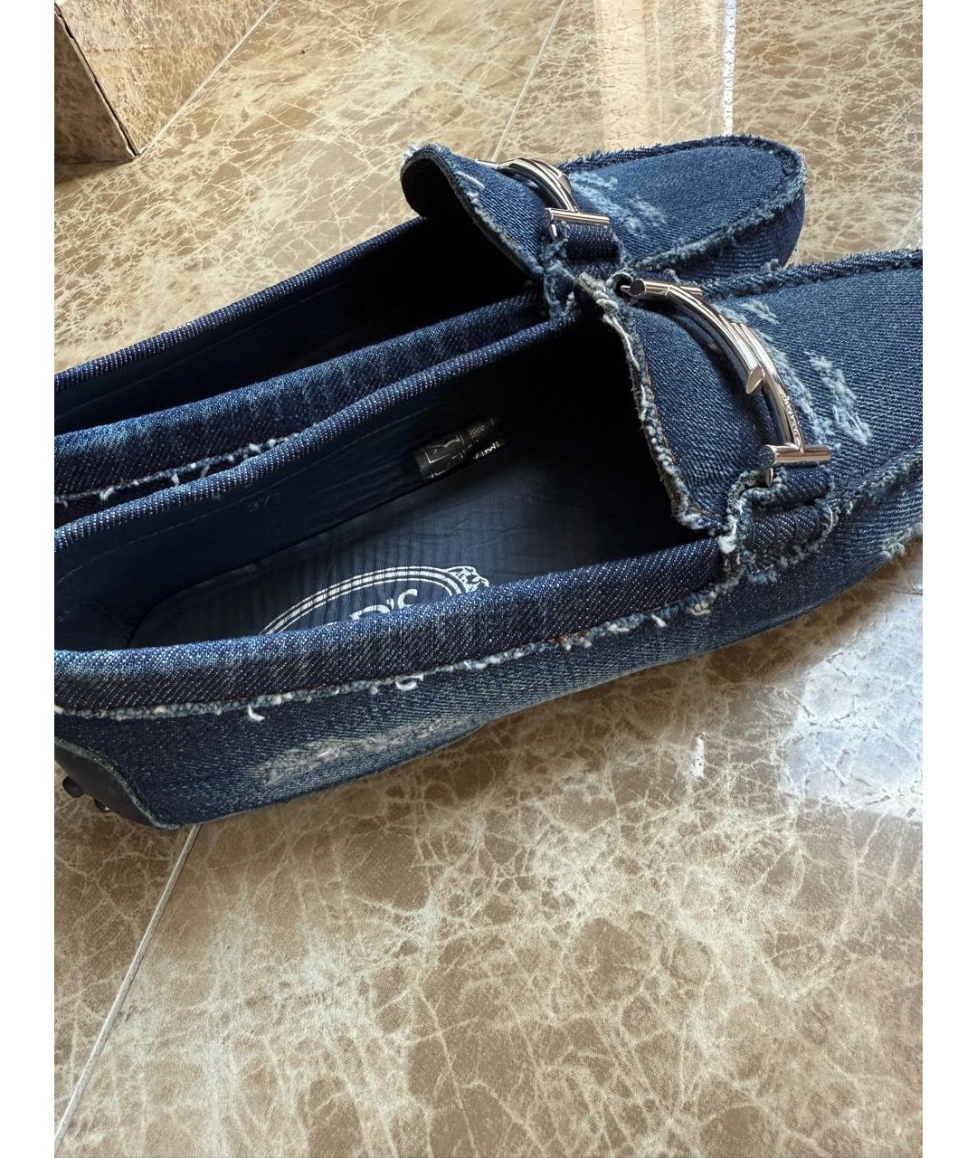 TOD'S Синие текстильные мокасины, фото 2