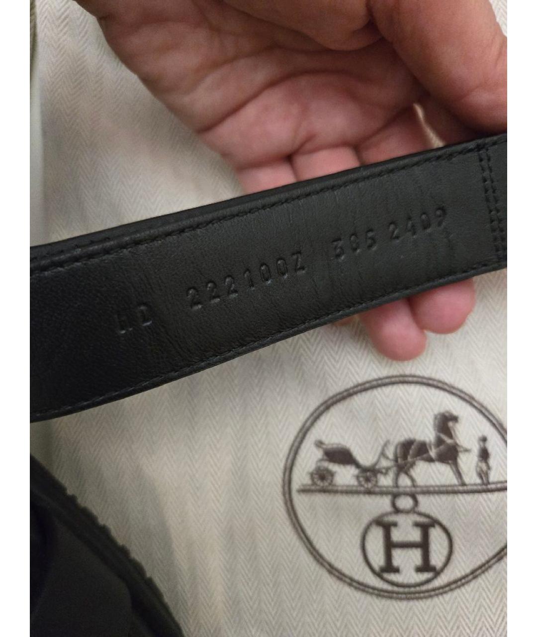 HERMES Черные кожаные шлепанцы, фото 6