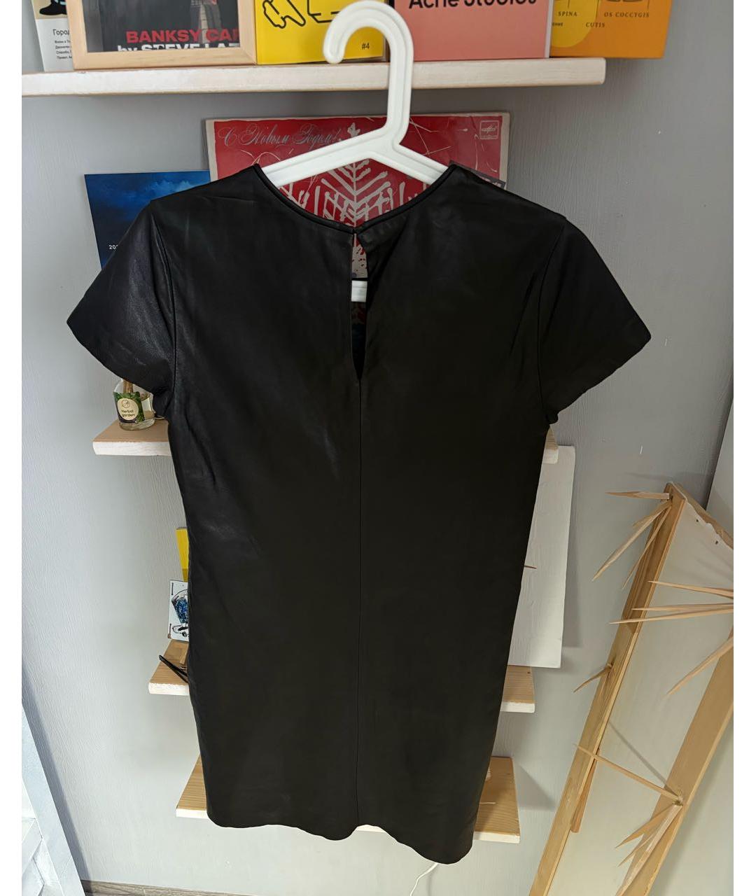 DIANE VON FURSTENBERG Черное кожаное повседневное платье, фото 2
