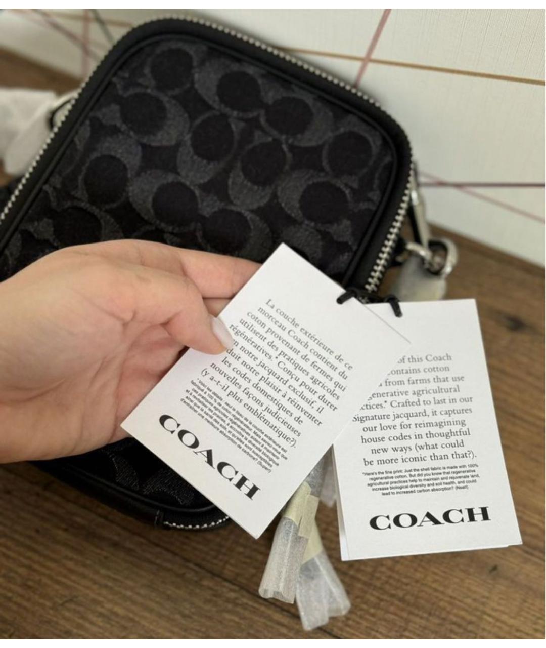 COACH Черная барсетка, фото 6