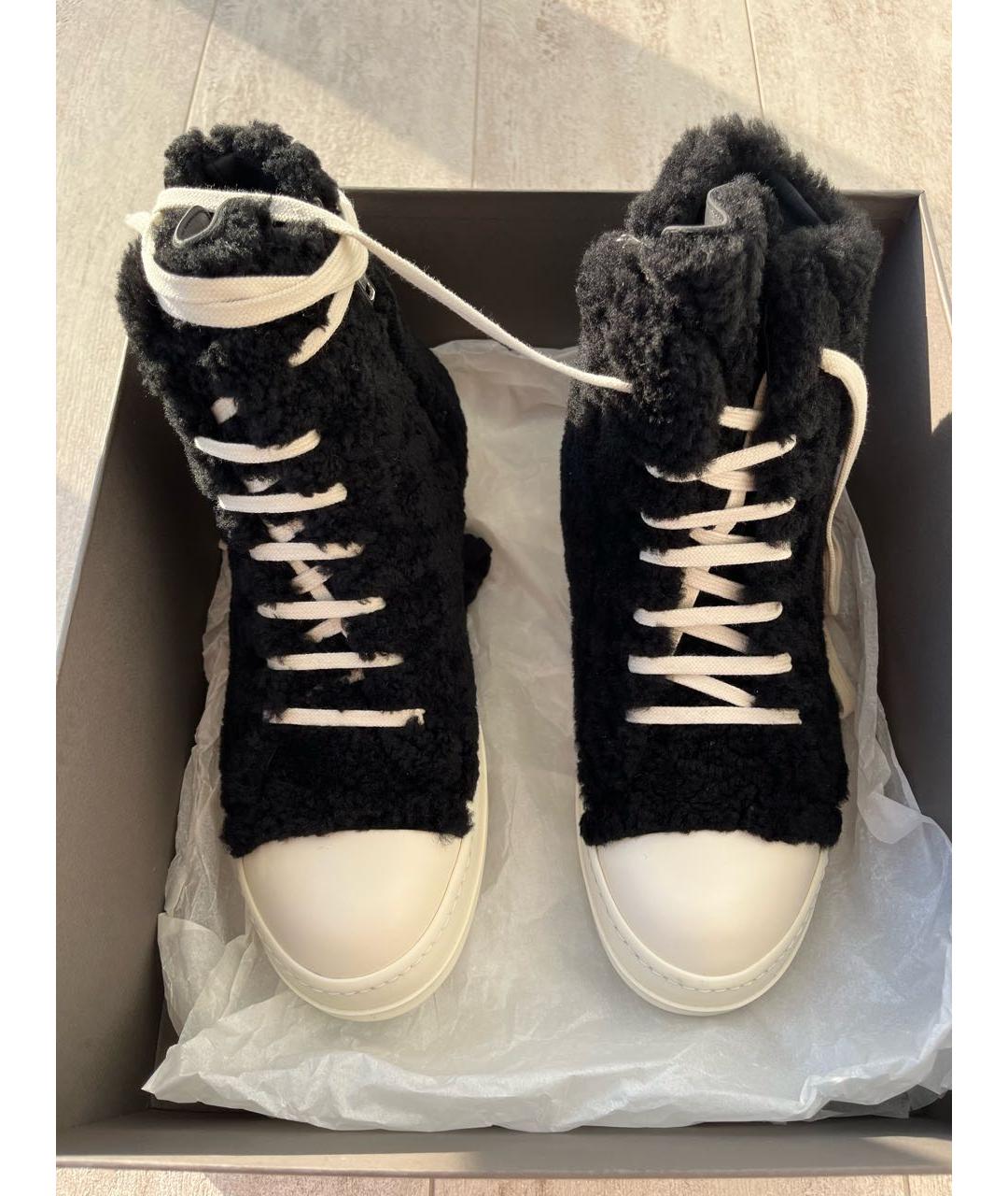 RICK OWENS Черные высокие кроссовки / кеды, фото 2