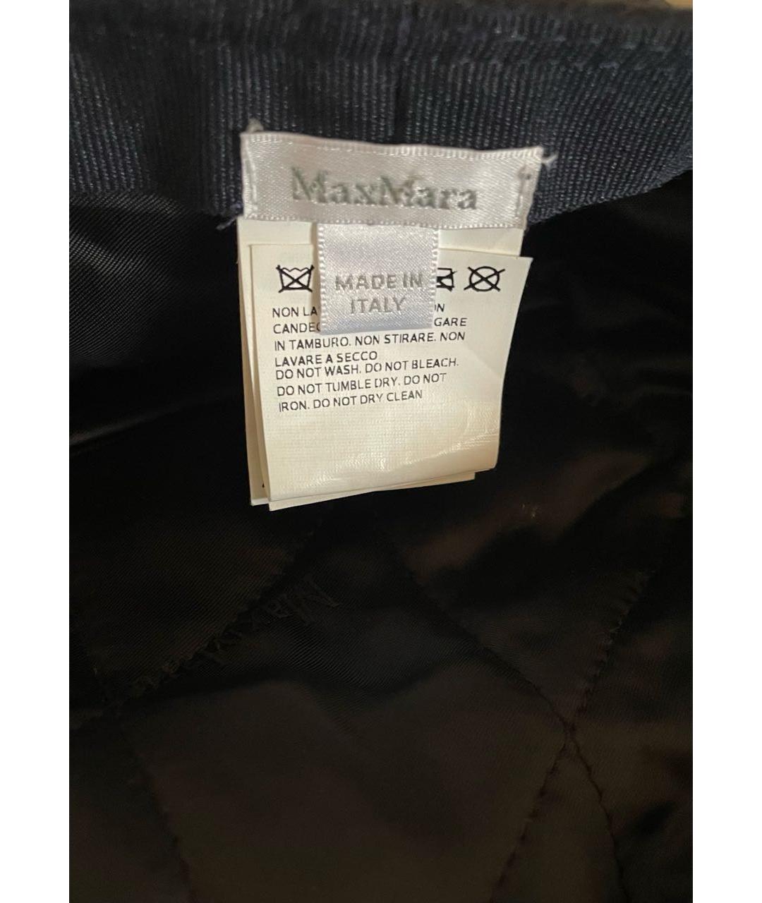 MAX MARA Темно-синяя шерстяная кепка, фото 4
