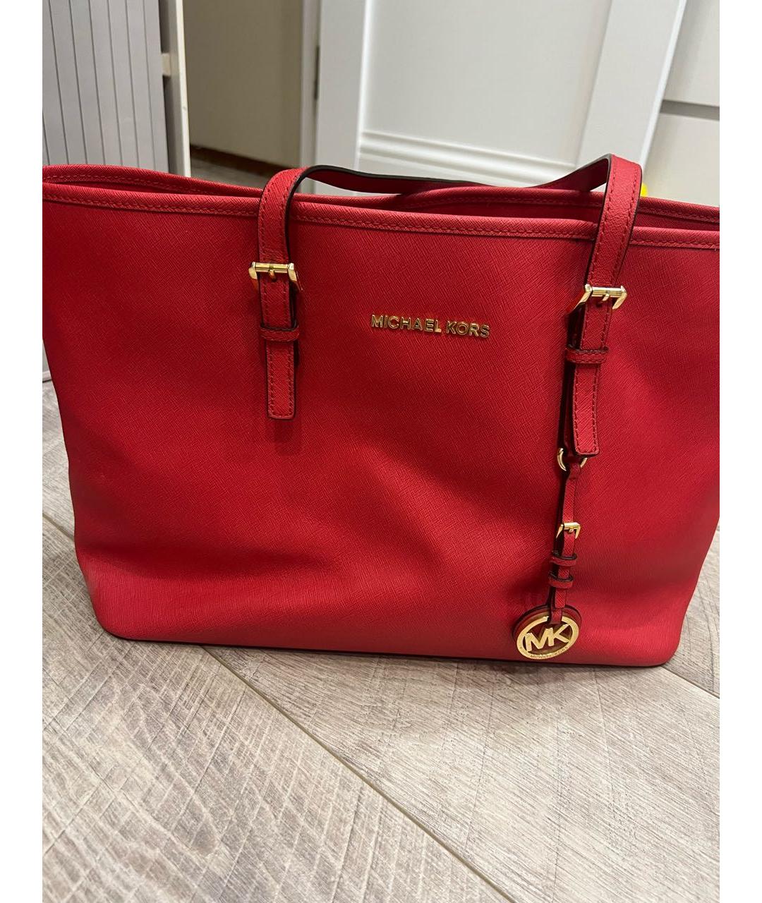 MICHAEL KORS Коралловая кожаная сумка тоут, фото 2