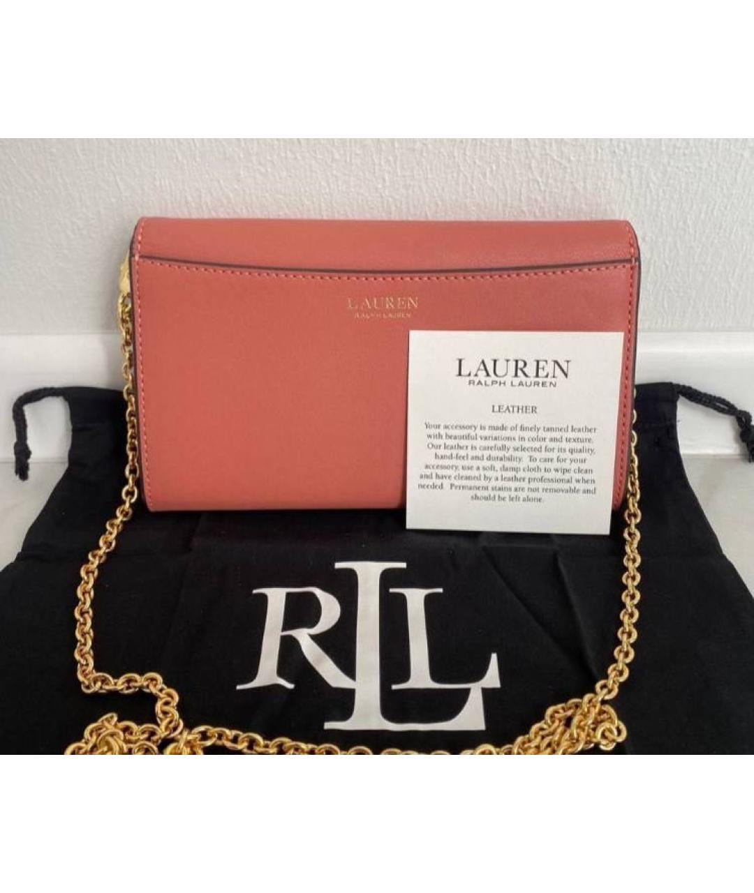 RALPH LAUREN Коралловая кожаная сумка через плечо, фото 3