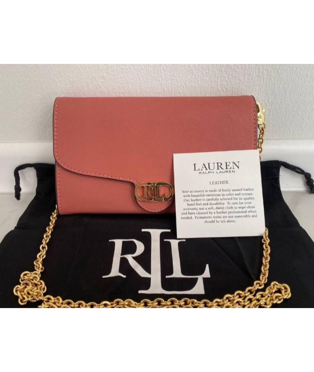 RALPH LAUREN Коралловая кожаная сумка через плечо, фото 2