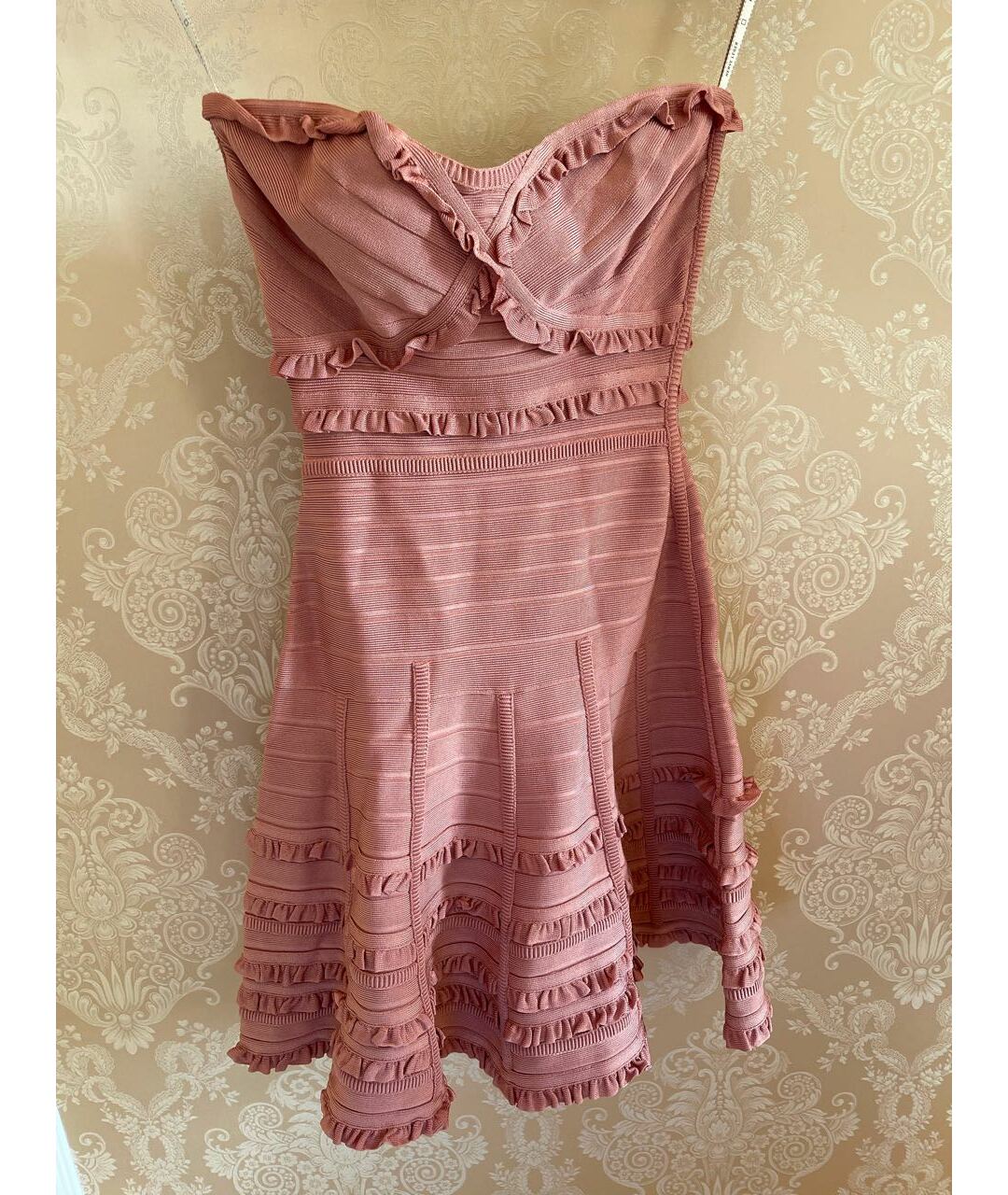 HERVE LEGER Розовое коктейльное платье, фото 5