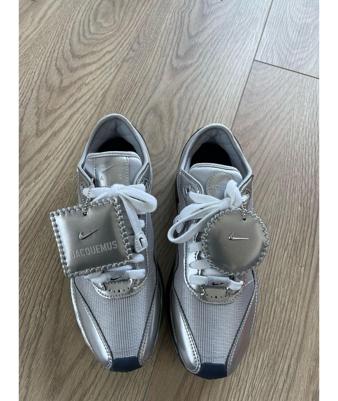 JACQUEMUS Серебряные кожаные кроссовки, фото 4