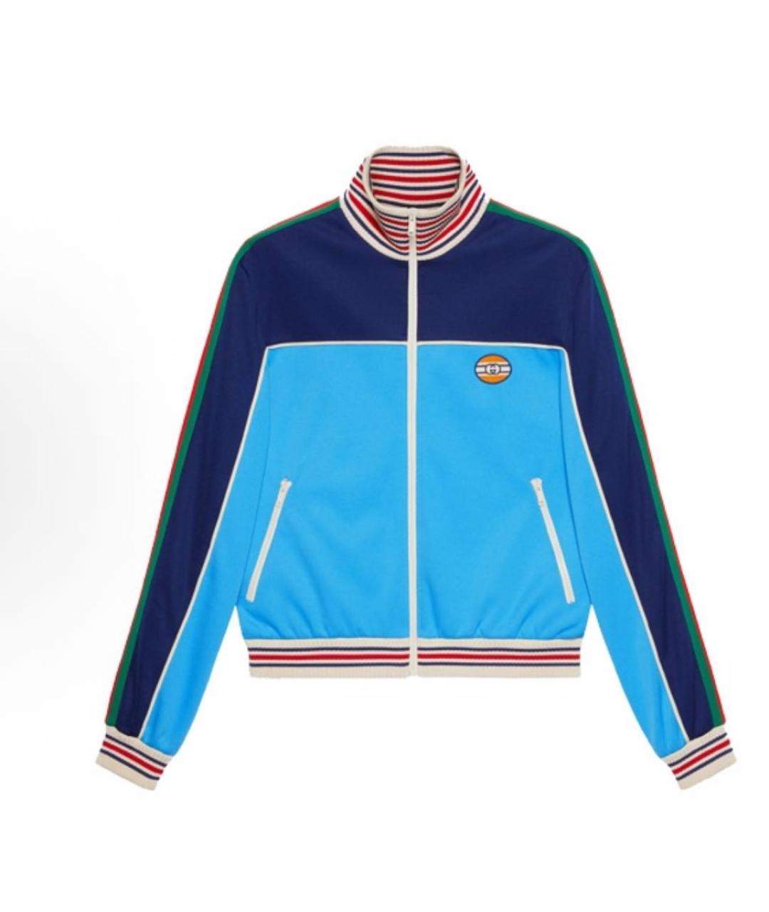 GUCCI Синяя полиэстеровая спортивная куртка, фото 1