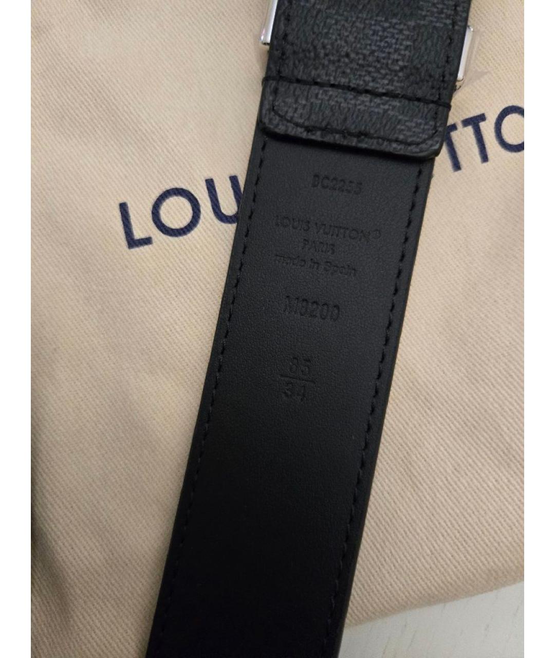 LOUIS VUITTON Антрацитовый кожаный ремень, фото 3