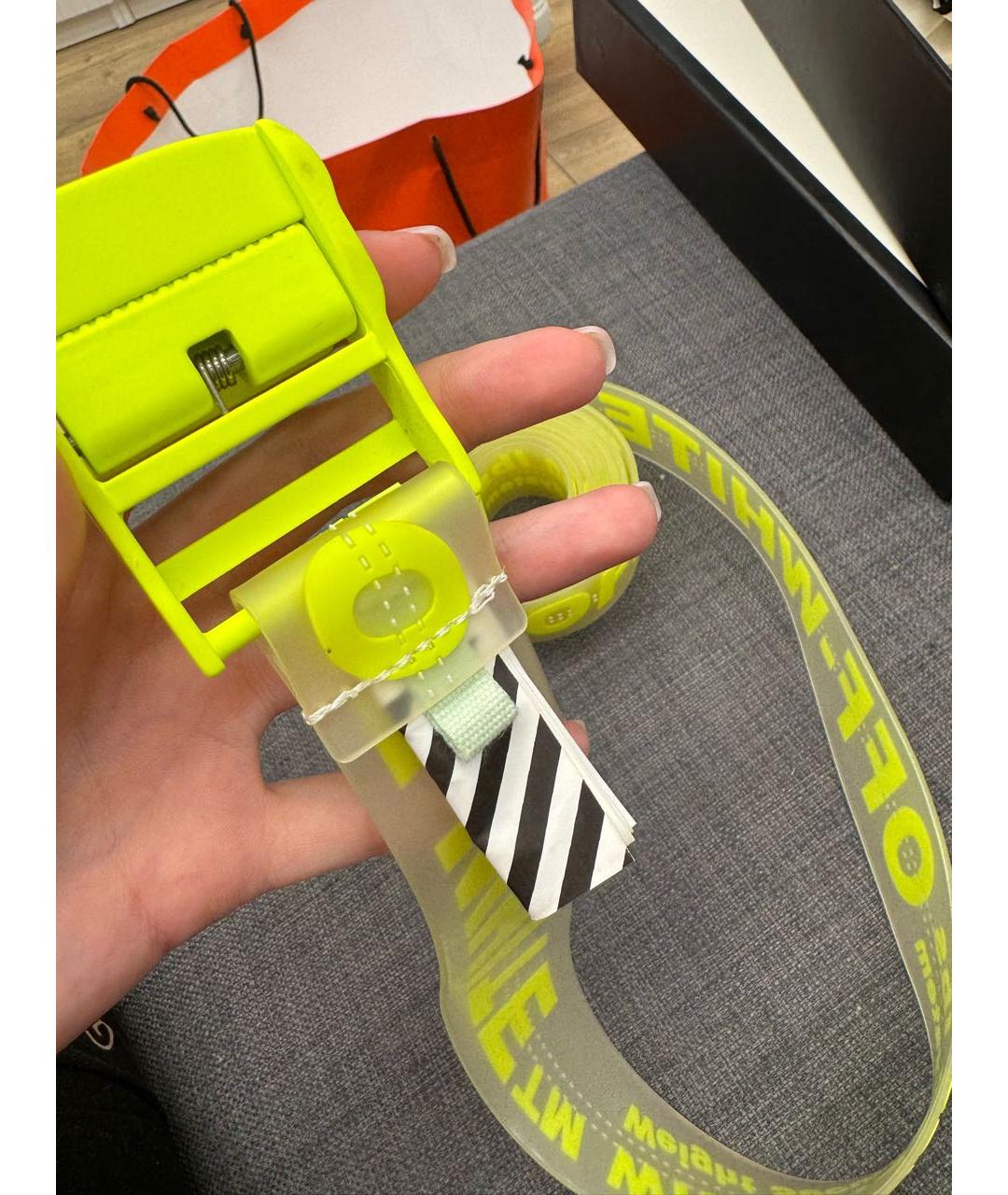OFF-WHITE Желтый резиновый ремень, фото 7