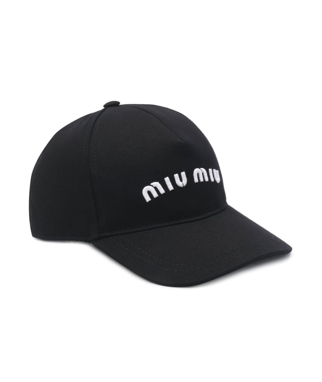 MIU MIU Черная хлопковая кепка, фото 1