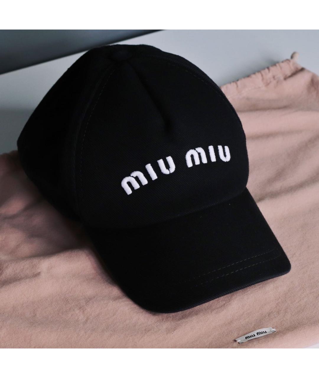 MIU MIU Черная хлопковая кепка, фото 4