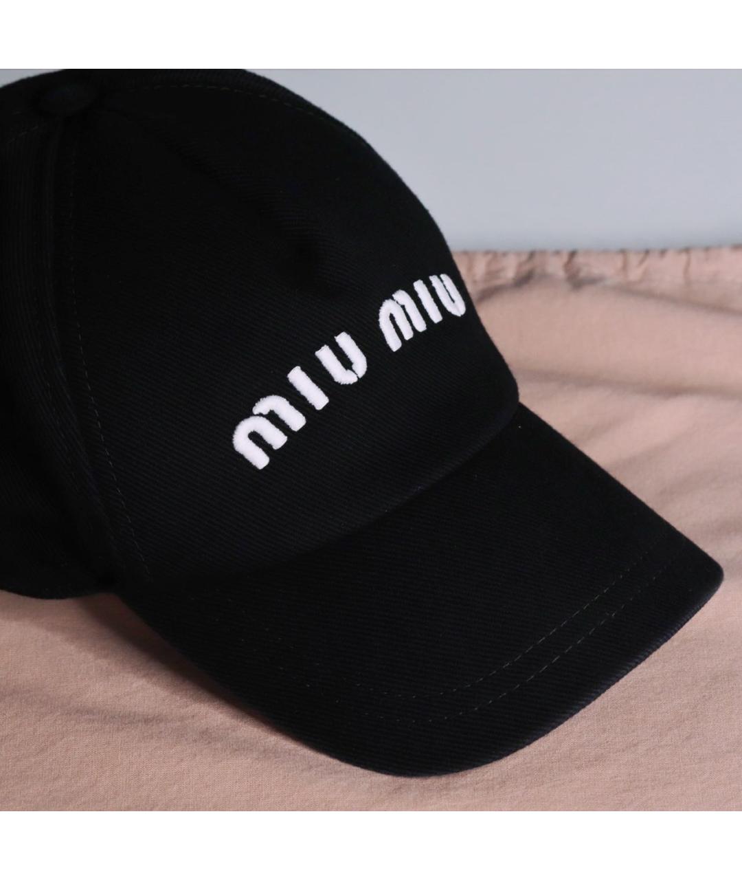 MIU MIU Черная хлопковая кепка, фото 3