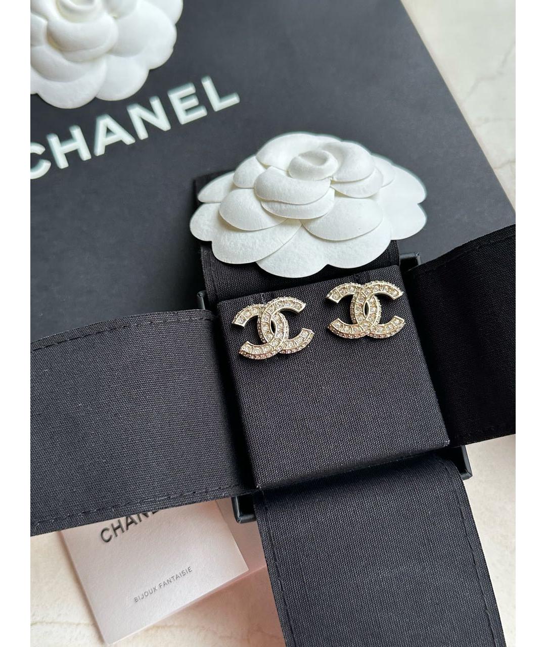 CHANEL Золотые латунные серьги, фото 2