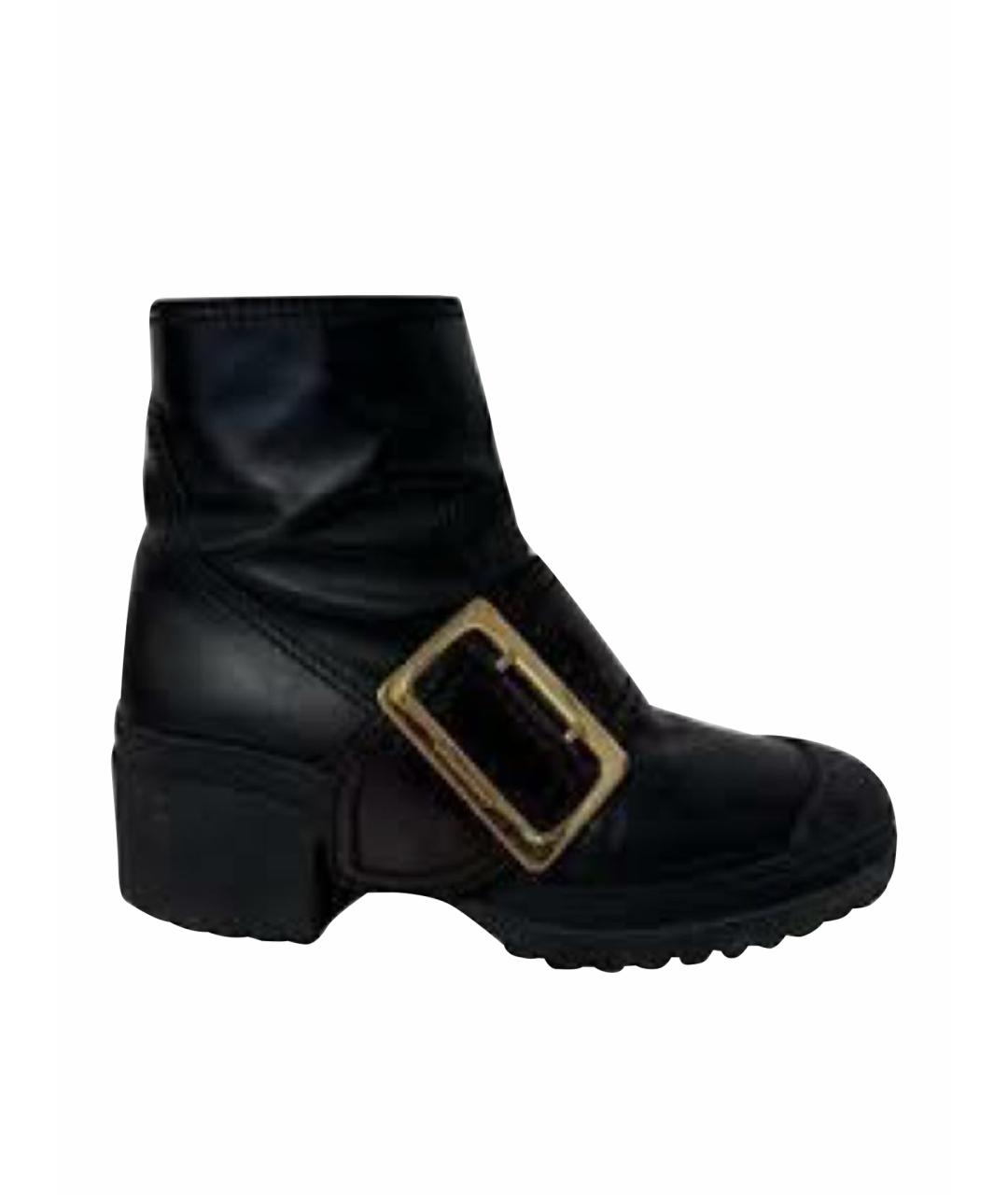 BURBERRY Черные кожаные полусапоги, фото 1