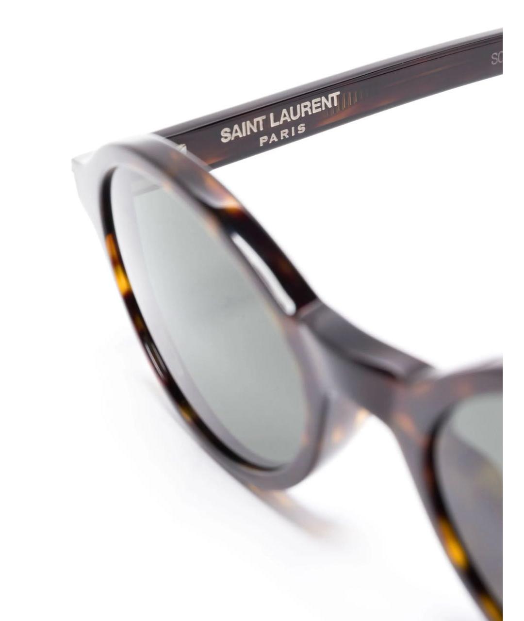 SAINT LAURENT Коричневые пластиковые солнцезащитные очки, фото 3