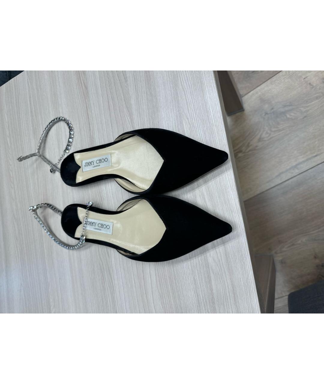 JIMMY CHOO Черные замшевые балетки, фото 2