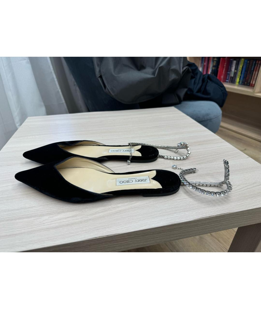 JIMMY CHOO Черные замшевые балетки, фото 9