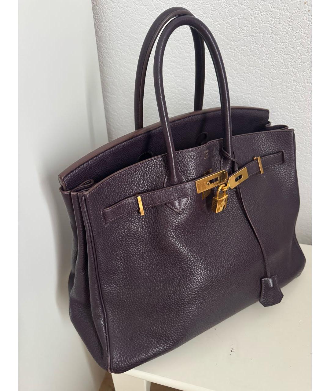 HERMES Фиолетовая кожаная сумка с короткими ручками, фото 2