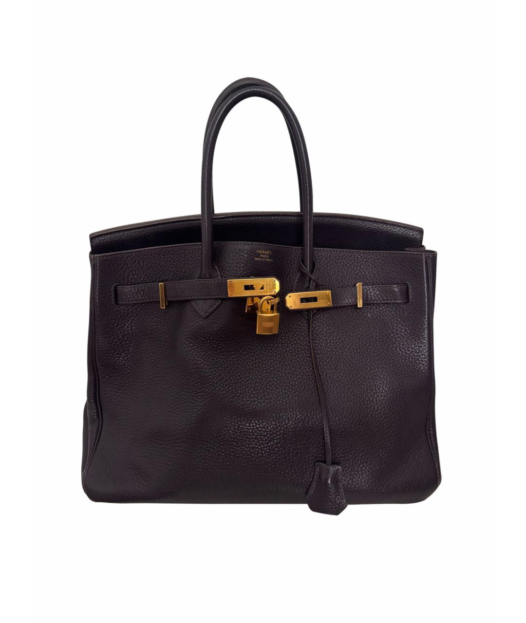 HERMES Фиолетовая кожаная сумка с короткими ручками, фото 1