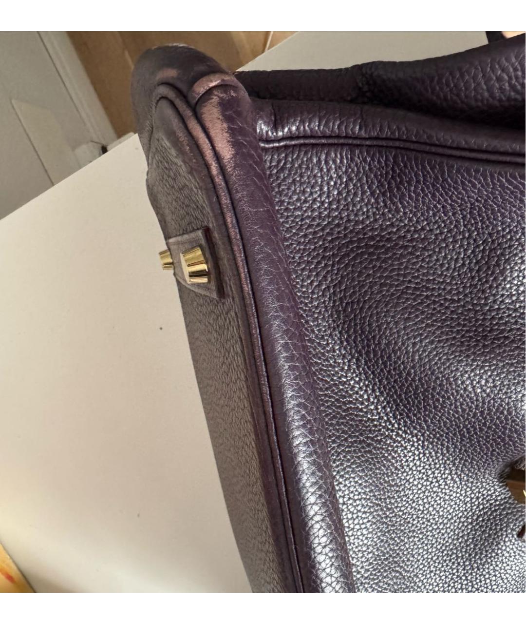 HERMES Фиолетовая кожаная сумка с короткими ручками, фото 5