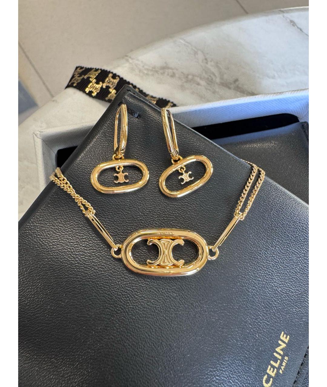 CELINE Золотые латунные серьги, фото 5