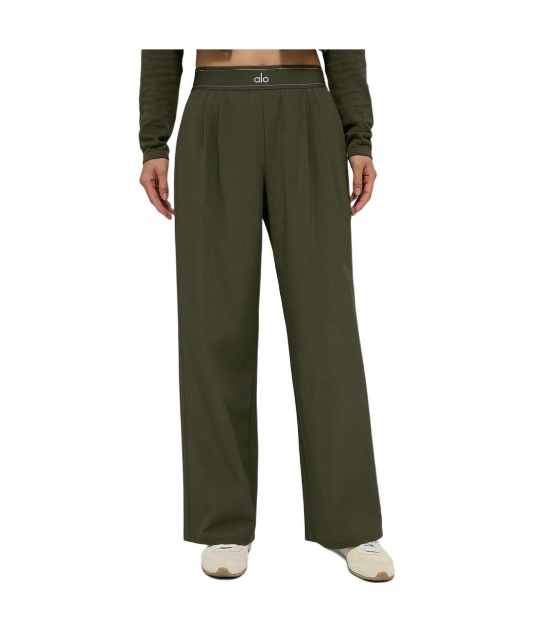 ALO YOGA Хаки прямые брюки, фото 4
