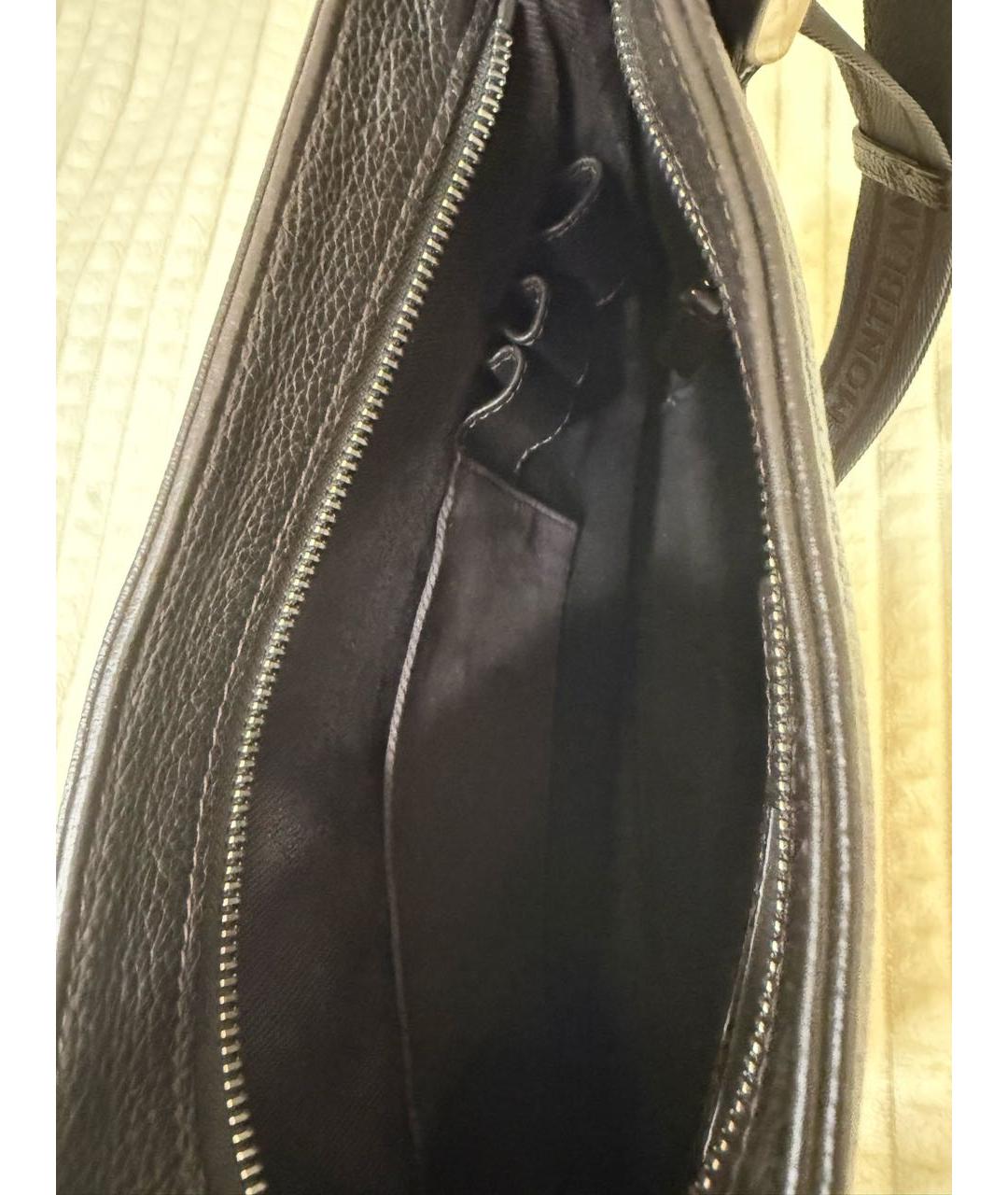 MONTBLANC Серая кожаная сумка на плечо, фото 4