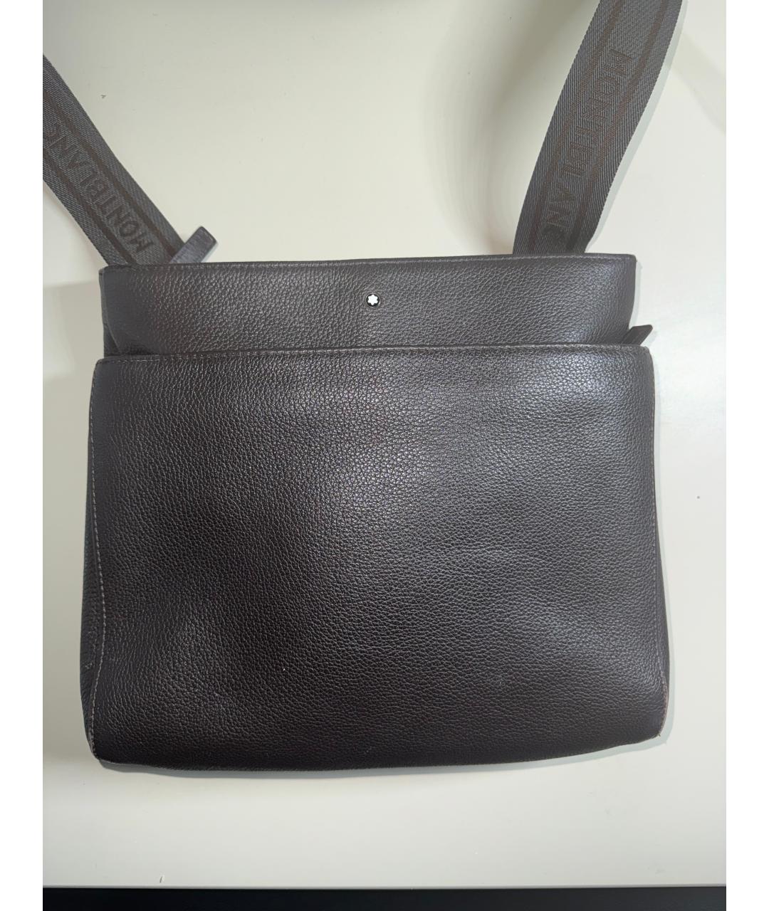 MONTBLANC Серая кожаная сумка на плечо, фото 5