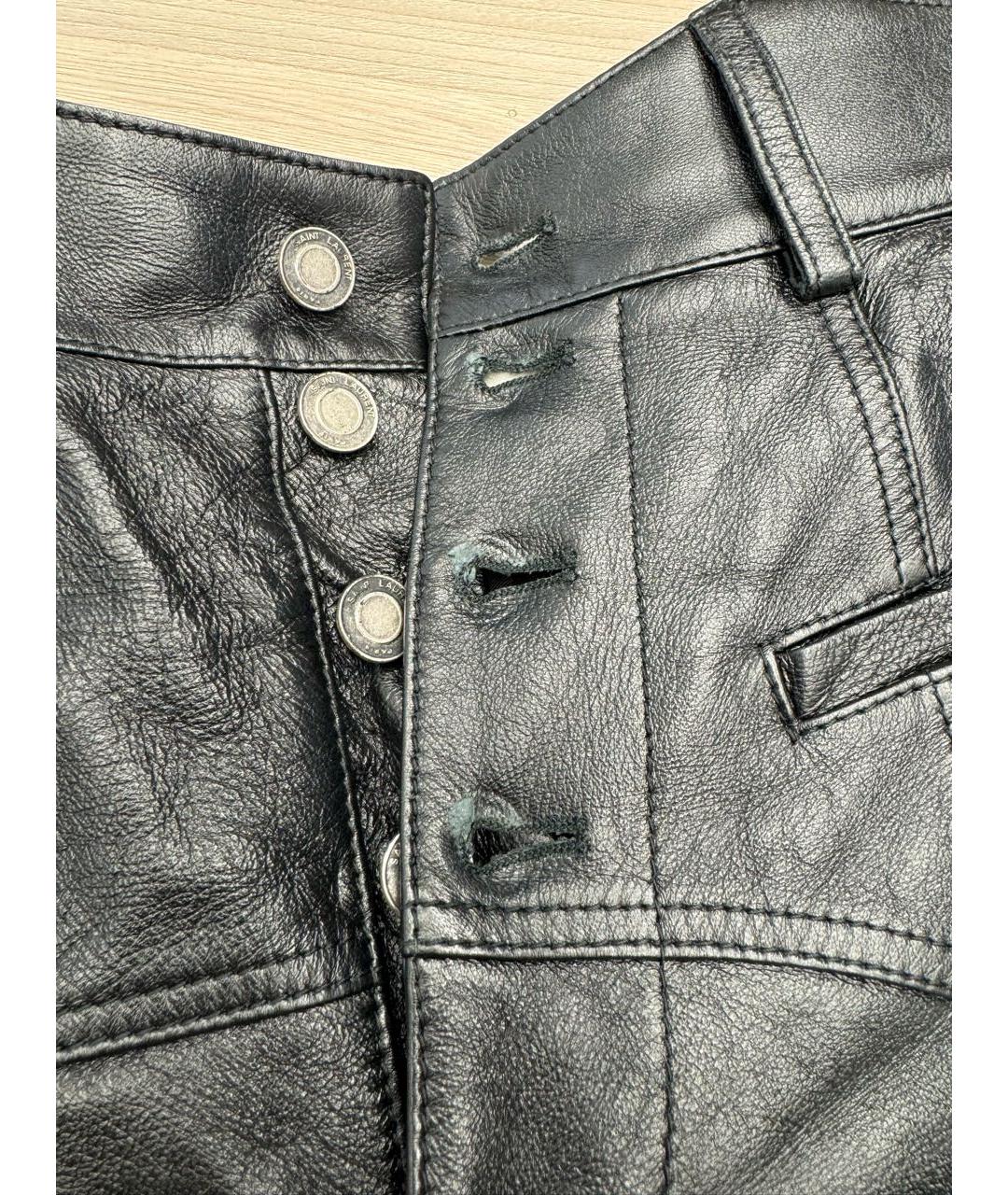 SAINT LAURENT Черные кожаные шорты, фото 5