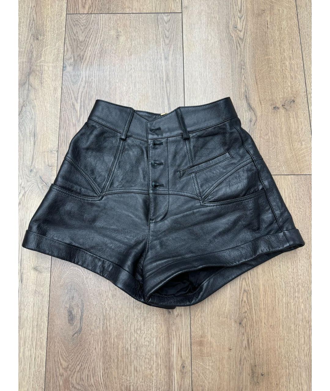 SAINT LAURENT Черные кожаные шорты, фото 5